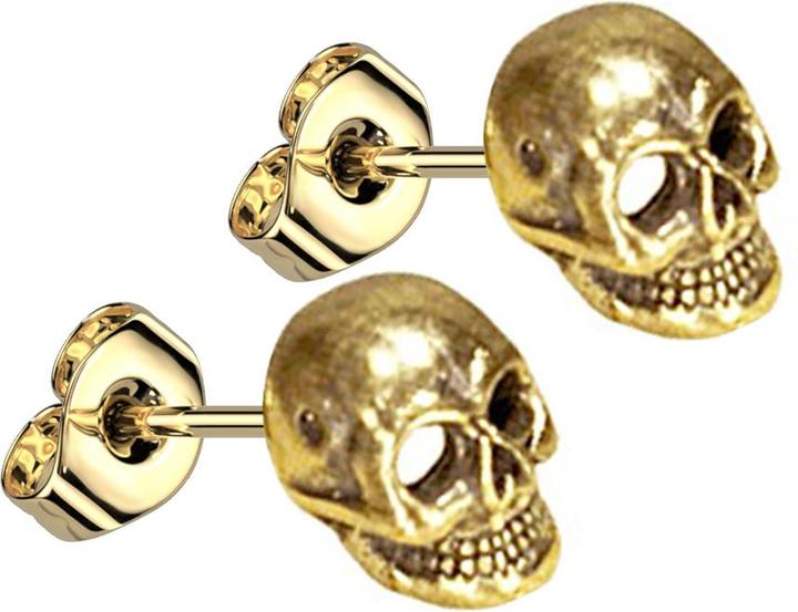 Immagine prodotto Chaotic Trading Ohrstecker vergoldet Totenkopf (Ottone)