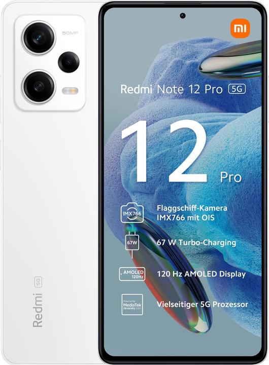 Image du produit Xiaomi Redmi Note 12 Pro 5G (128 Go, Blanc polaire, 6.67", Double SIM, 50 Mpx, 5G)