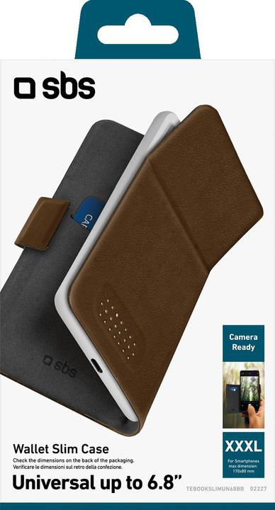 Produktbild SBS universelt slankt book cover til mobil op til 6,8". Brun (Universal)