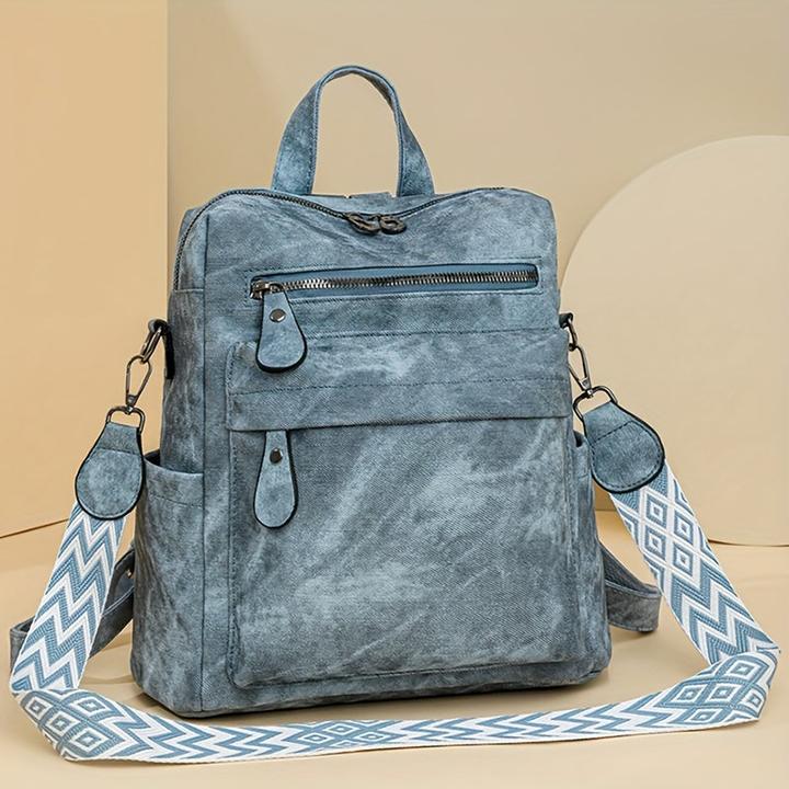 Produktbild Only-Bags.Store Vintage Style PU-Leder-Rucksack mit böhmischen Riemen, grosse Kapazität, multifunktionale