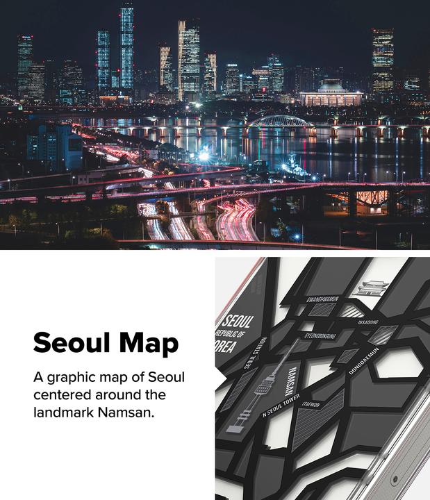 Actual product image Ringke Case for iPhone 16 Pro FUSION DESIGN SEOUL MAP BLACK (Apple iPhone 16 Pro)