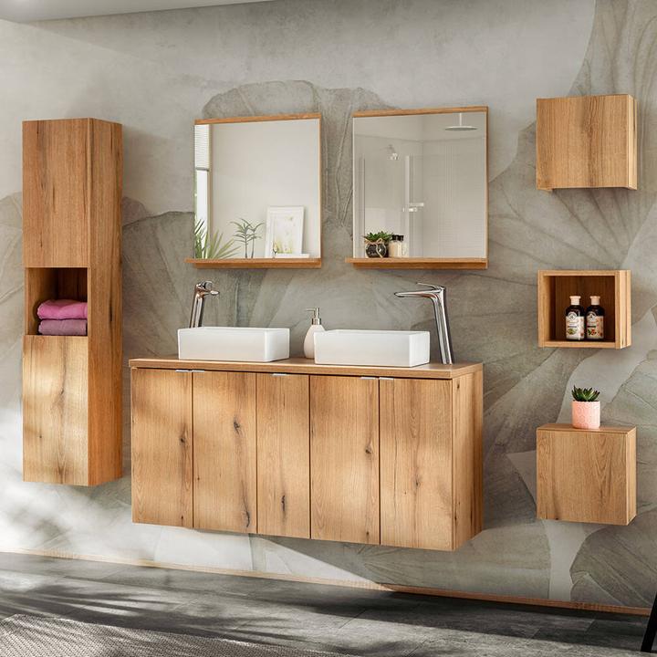 Produktbild En.Casa Badezimmer Regal Newport 27x25x21 cm Eiche (27 x 25 x 21 cm)