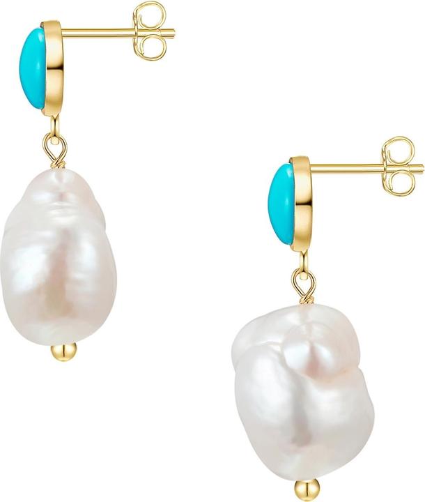 Actual product image Glanzstücke München Ladies Sterling Silver Turquoise (rec.) Freshwater Cultured Pearl Yellow Gold - 28565 (Sterling Silver)