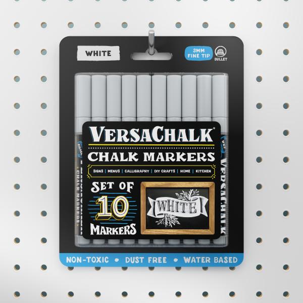 Actual product image VersaChalk - White Liquid Chalk Marker Set of 10 3mm Tip (White, 10 x)