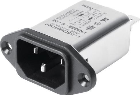 Schaffner EMV Spina per elettrodomestici con filtro, 6A, 250VAC