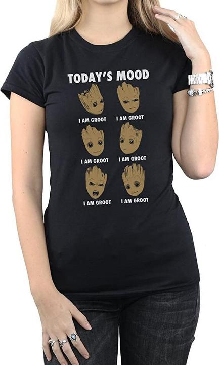 Actual product image Guardians of the Galaxy Womens/Ladies Today's Mood Baby Groot Cotton Boyfriend T-Shirt (XXL)