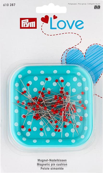 Actual product image Prym Love magnetic pin cushion + glass head pins 0.60 x 30 mm, 9 g