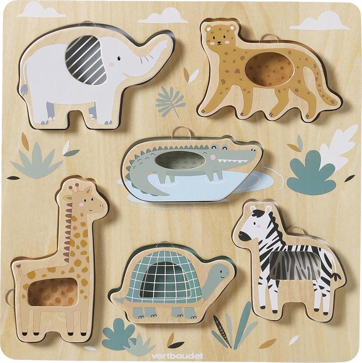 Image du produit Vertbaudet Puzzle 2 en 1 pour bébé TANSANIA en bois FSC®. (6 pièces)