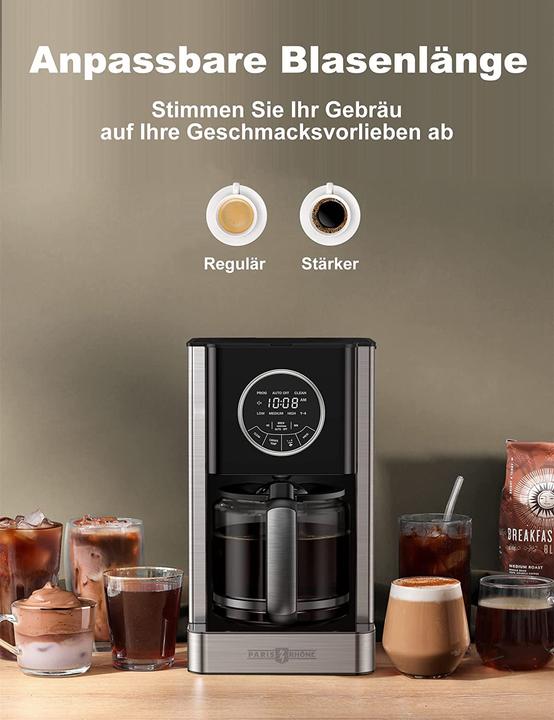 Produktbild Paris Rhône Filterkaffeemaschine mit programmierbarer Brühstärke, Silber Schwarz