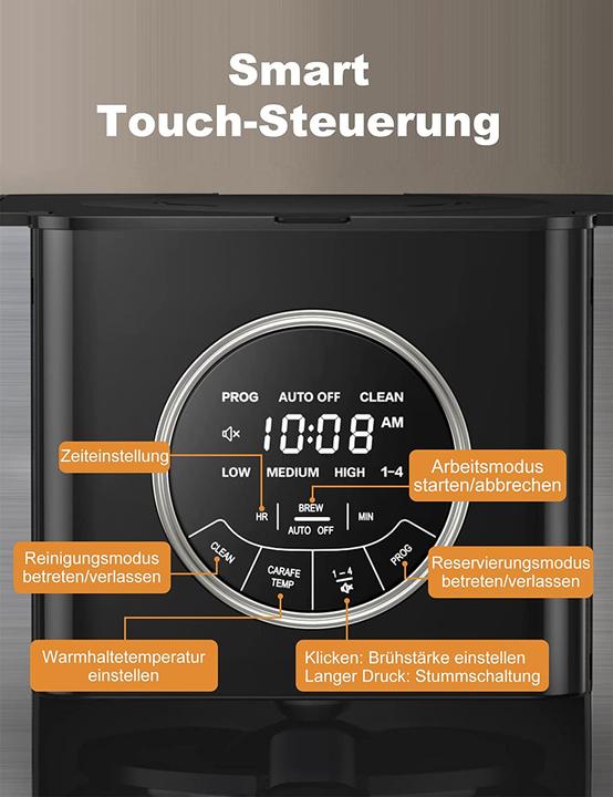 Produktbild Paris Rhône Filterkaffeemaschine mit programmierbarer Brühstärke, Silber Schwarz
