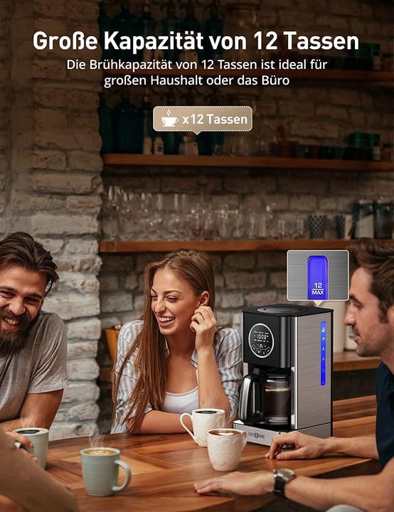 Produktbild Paris Rhône Filterkaffeemaschine mit programmierbarer Brühstärke, Silber Schwarz