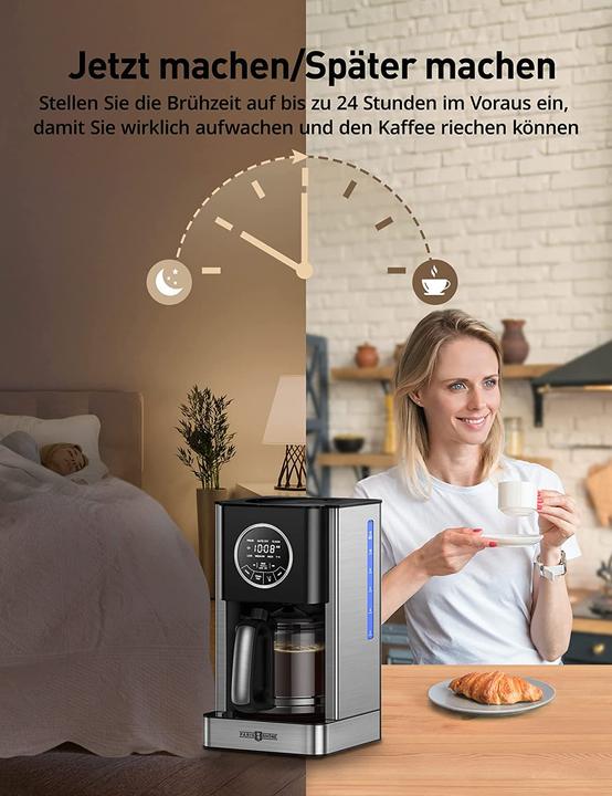 Produktbild Paris Rhône Filterkaffeemaschine mit programmierbarer Brühstärke, Silber Schwarz
