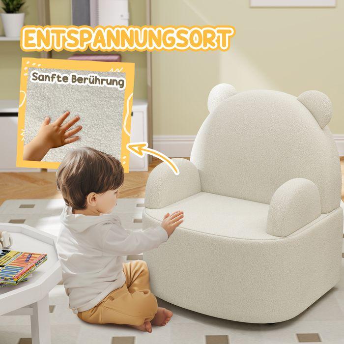 Produktbild Swisshandel24 Kindersessel, Kindersofa, Teddyfleece, Bärenform, 1,5-3 Jahre, Beige (Kindersessel)