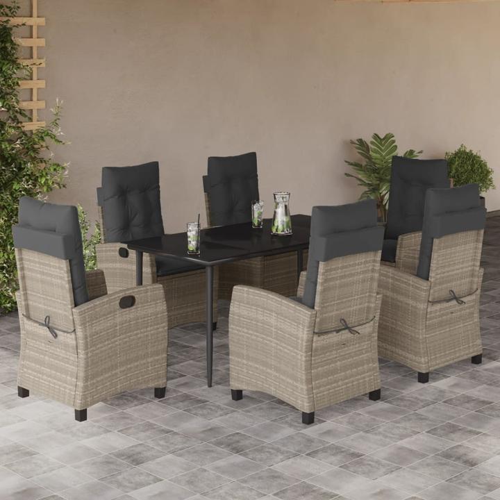 Produktbild VidaXL Gartenmöbel Essgruppe Gartengarnitur Sitzgruppe 7tlg Hellgrau Poly Rattan (80 cm)