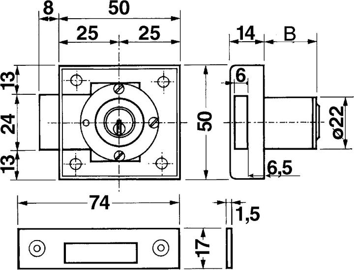 Image du produit Kaba Serrures à pêne dormant à visser Type 1074 sans clé