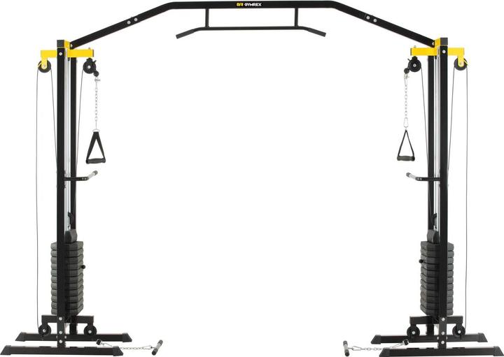 Produktbild Gymrex Kabelzug Kabelzugstation Seilzug Fitness Zugturm 150 kg 24 Gewichte 6,8 kg