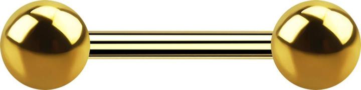 Actual product image Star Piercing Gold-plated barbell internal thread with two balls (Surgical steel 316L)