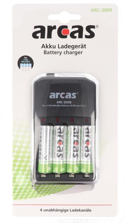 Produktbild Arcas Ladegerät inklusive 4 Mignon AA NiMH Akkus mit 2700mAh zum Sparpreis
