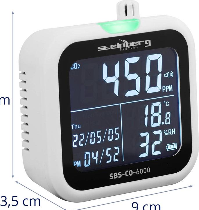 Steinberg CO2 Messgerät CO2 Messer Kohlendioxid Messgerät Thermo Hygrometer NDIR Sensor