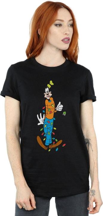 Actual product image Disney Womens/Ladies Goofy Christmas Lights Cotton Boyfriend T-Shirt (XL)