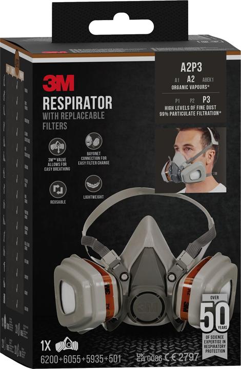 Image du produit 3M Masque de protection respiratoire (A2P3, 1 x)