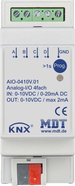 Actual product image MDT Switch actuator 4-fold, 2TE 0-10V on/off toggle. (Switch actuator)