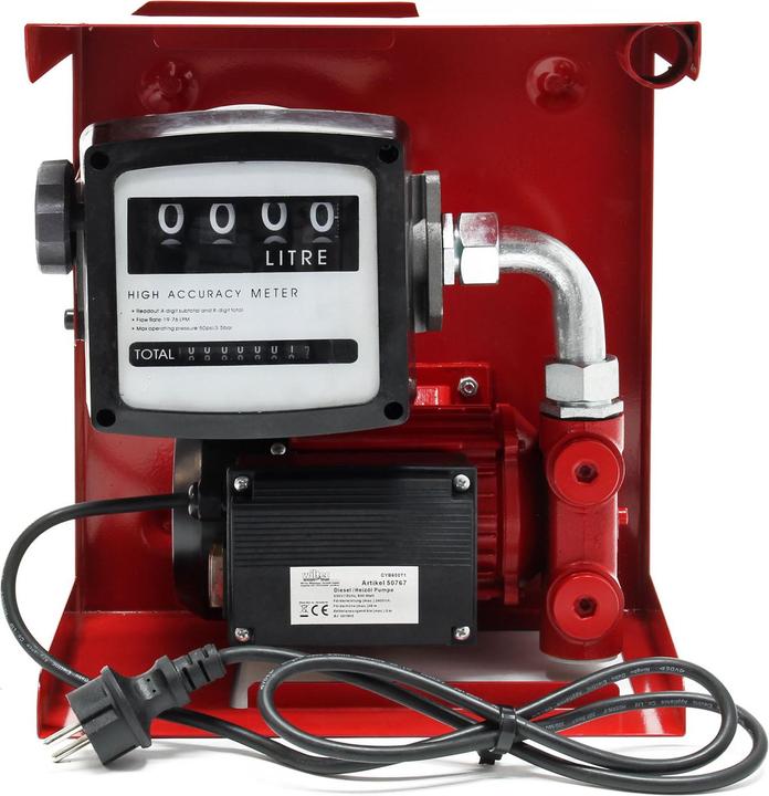 Produktbild Wiltec Heizöl- und Dieselpumpe 230V/600W 40l/min selbstansaugend Pumpe Pistole