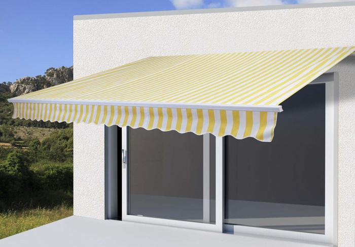Produktbild Swisshandel24 Ersatz-Bezug für Markise T791, Gelenkarmmarkise Ersatzbezug Sonnenschutz, 4,5x3m Acryl gelb-weiss (4.50 m)