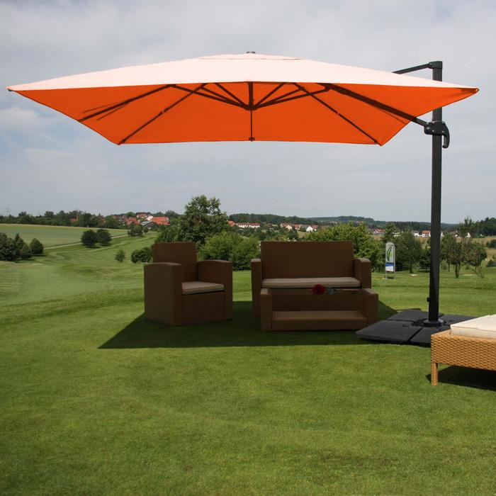 Actual product image Swisshandel24 Gastronomy traffic light umbrella, parasol, 3x4m (Ø5m) polyester/aluminium 26kg - terracotta with