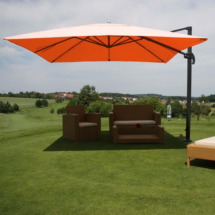 Image du produit Swisshandel24 Parapluie, parasol gastronomique, 3x3m (Ø4,24m) polyester/alu 23kg terracotta sans pied, dre (3 m)