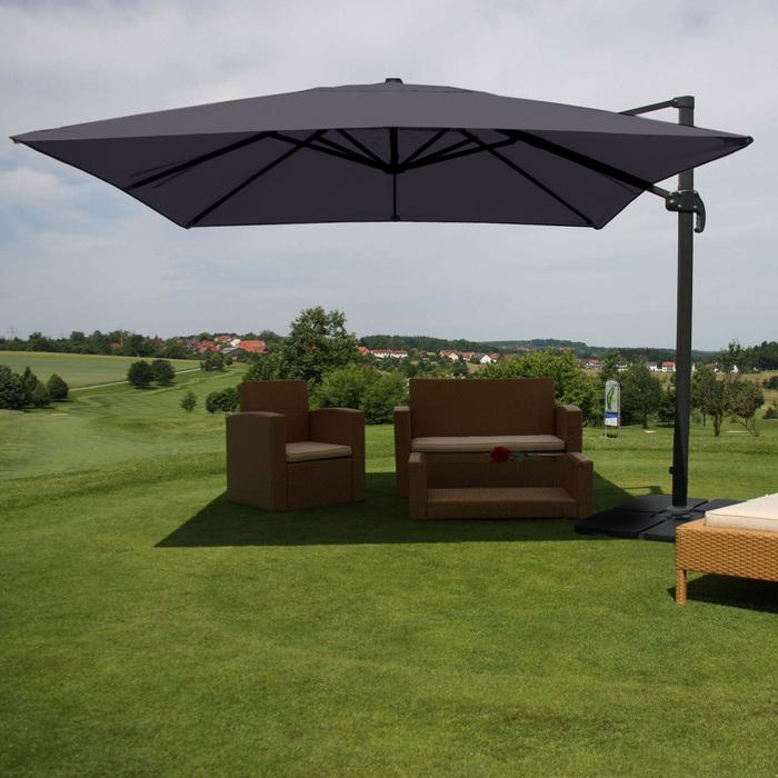 Produktbild Mendler Gastronomie-Ampelschirm, 3,5x3,5m anthrazit mit Ständer (3.50 m)