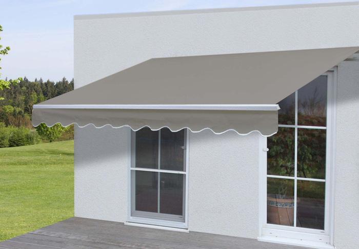 Actual product image Swisshandel24 Aluminium awning, folding arm awning sun protection 3x2.5m polyester, grey-brown (3 m)