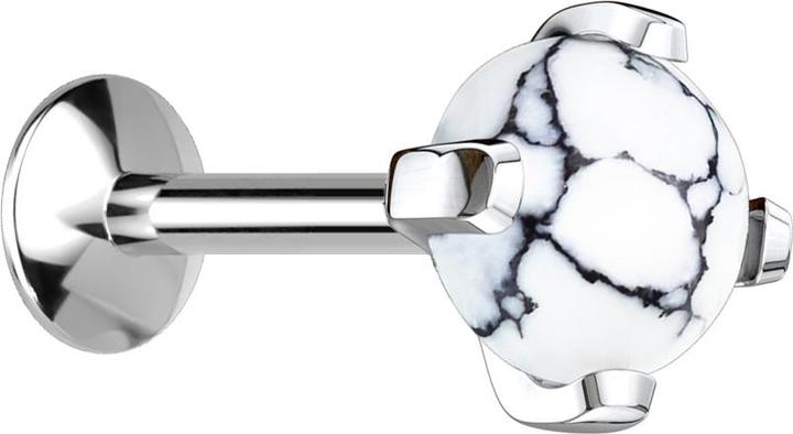 Produktbild Star Piercing Micro UFO Labret Innengewinde silber Howlith Stein (ohne Messing, Mineralisch, Chirurgenstahl 316L)
