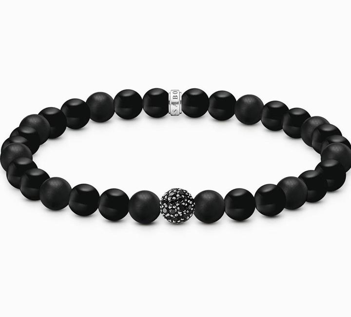 Produktbild Thomas Sabo Bead Armband Obsidian schwarz (21 cm, Silber 925)