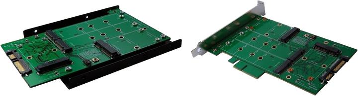 Produktbild Exsys SATA 3 zu M.2 SSDx2 oder mSATA SSD x 2 RAID Karte mit 3.5” Metall Rahmen oder PCIe und Slot Bracket