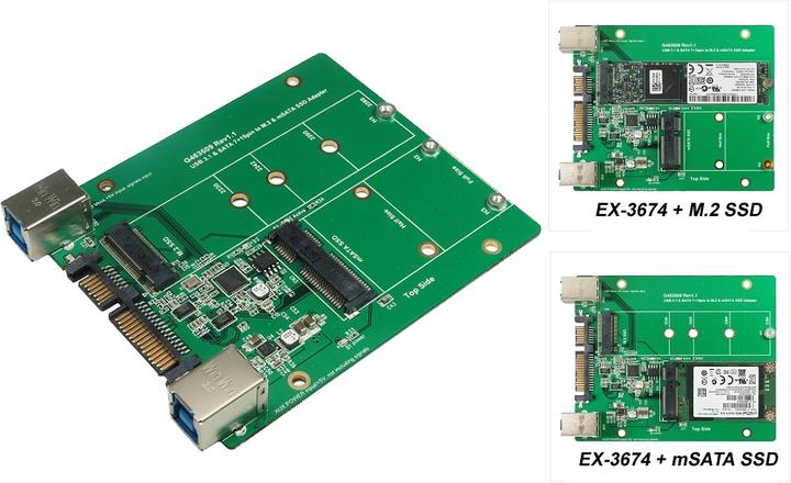 Actual product image Exsys EX-3674 SSD enclosure 2.5" Green Storage enclosure (2.5")