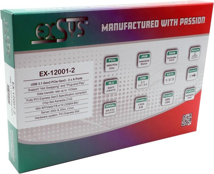 Actual product image Exsys PCIe EX-12001-2, 2 Port USB 3.1 Gen2