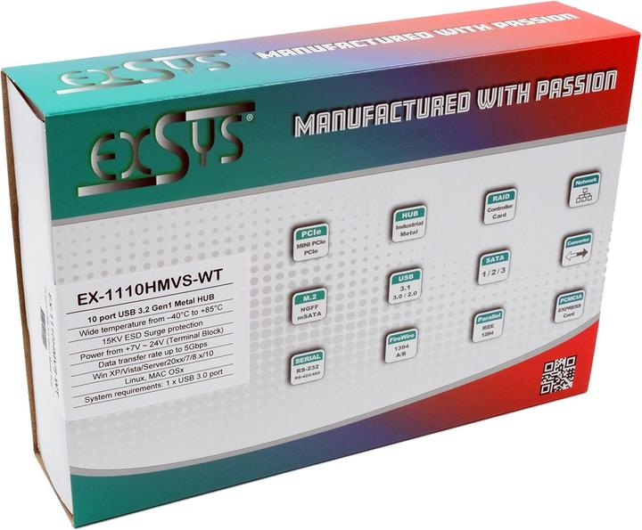 Actual product image Exsys EX-1110HMVS-WT (USB-B, 10 Ports)