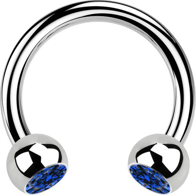 Produktbild Star Piercing Circular Barbell silber mit zwei Kugeln Kristall dunkelblau (Chirurgenstahl 316L, ohne Messing)
