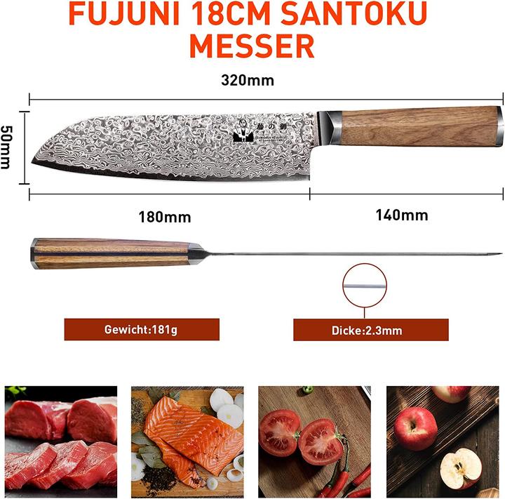 Immagine prodotto Fujini Tea Coltello Santoku da 18 cm (18 cm)