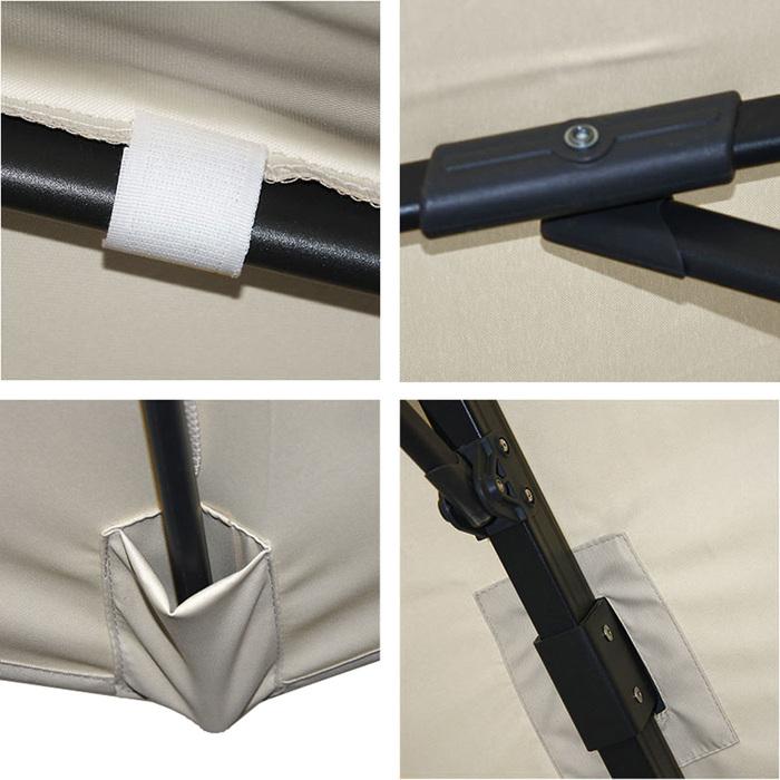 Produktbild Mendler Gastronomie-Ampelschirm, 3x4m (Ø5m) Polyester Alu/Stahl 26kg - creme-grau ohne Ständer, drehbar