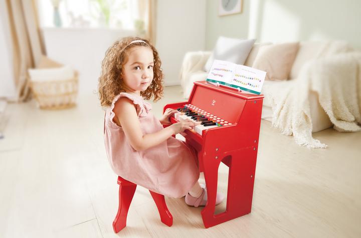 Actual product image Hape Light keyboard piano with stool, red FSC