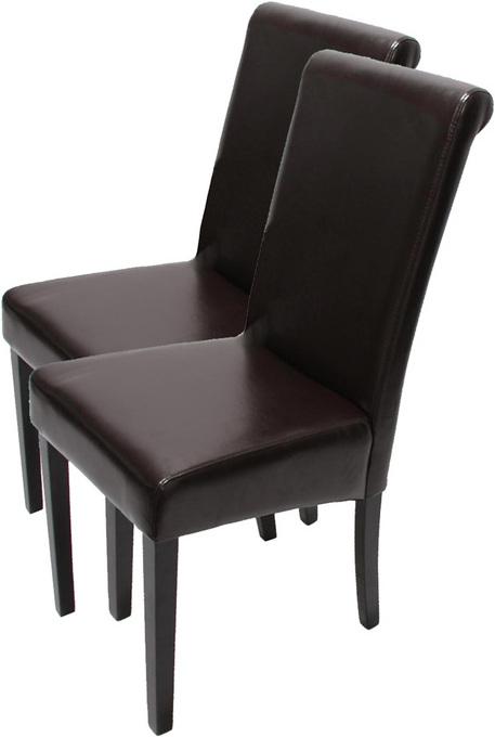 Produktbild Swisshandel24 2x Esszimmerstuhl Stuhl Küchenstuhl Novara II, Leder braun, dunkle Beine