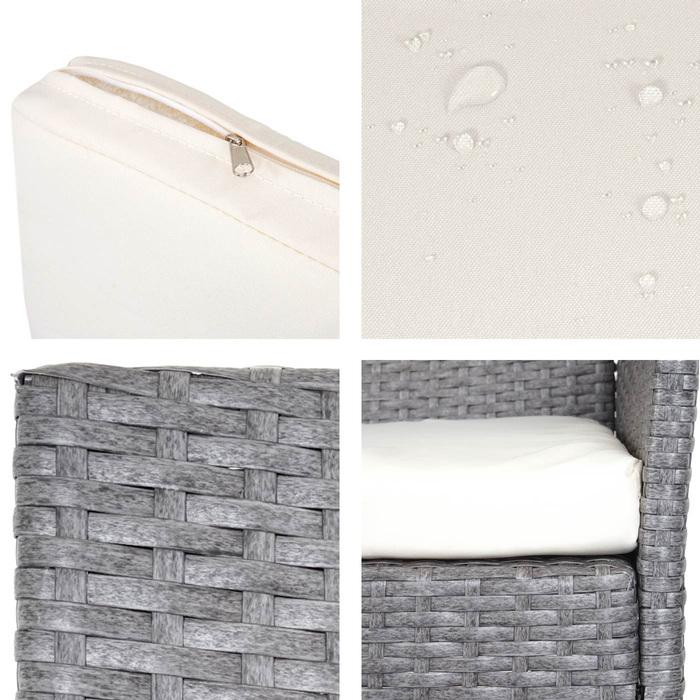 Produktbild Swisshandel24 2x Poly-Rattan Gartensessel Halden, Korbsessel - grau, Kissen creme