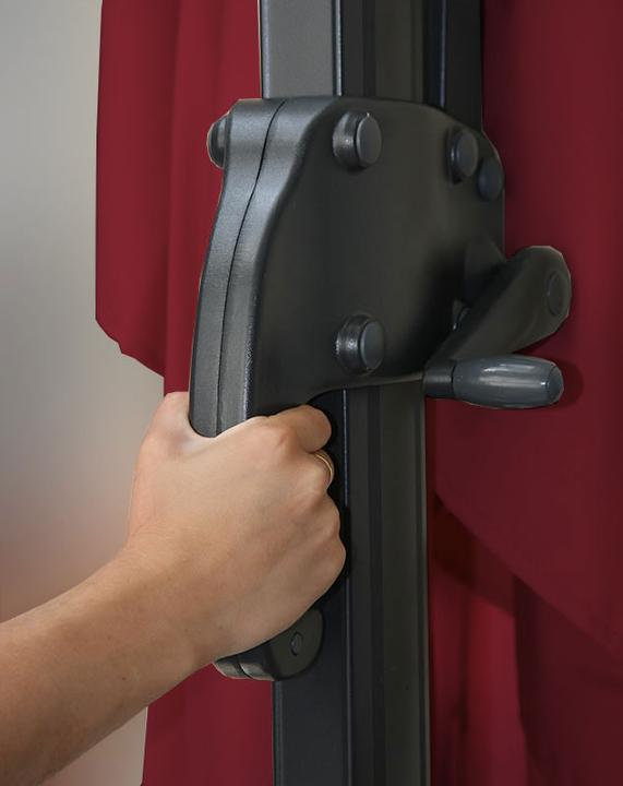 Produktbild Mendler Gastronomie-Ampelschirm, Sonnenschirm, rund Ø 4m Polyester/Alu 27kg - bordeaux mit Ständer, drehbar (0.76 m)