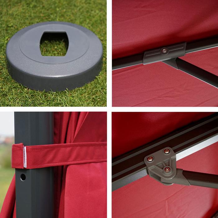 Produktbild Mendler Gastronomie-Ampelschirm, Sonnenschirm, rund Ø 4m Polyester/Alu 27kg - bordeaux mit Ständer, drehbar (0.76 m)