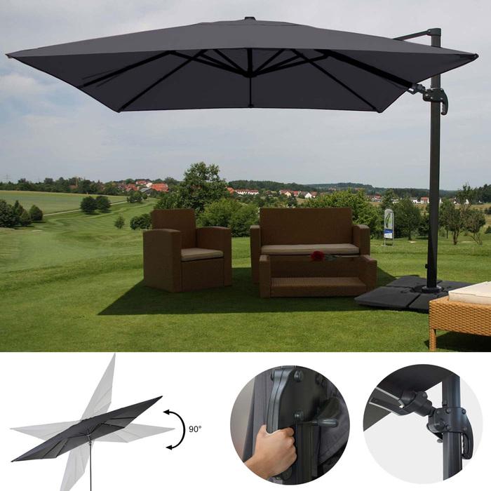 Actual product image Swisshandel24 Gastronomy traffic light umbrella, 3x4m (Ø5m) swivelling, polyester/aluminium 26kg anthracite