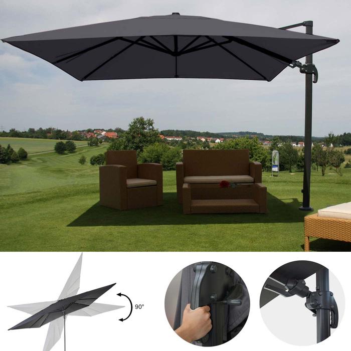 Image du produit Swisshandel24 Parasol de signalisation pour la restauration, 3x3m (Ø4,24m) orientable, polyester alu/acier 23kg - (3 m)