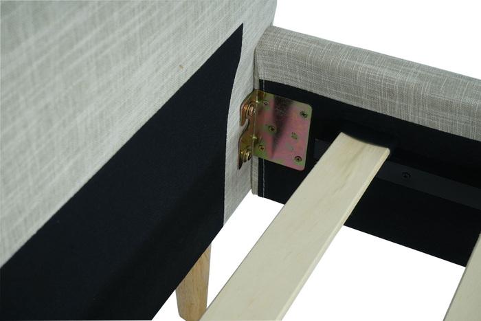 Produktbild Swisshandel24 Polsterbett HWC-J98, Bett Doppelbett Bettgestell mit Lattenrost, Massivholz 180x200cm creme-beige (180 x 200 cm)