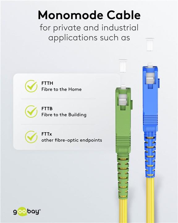 Immagine prodotto Goobay Cavo in fibra ottica FTTH, monomodale OS2 Giallo, Giallo Simplex, 25 m (S/UTP, CAT6, 25 m)